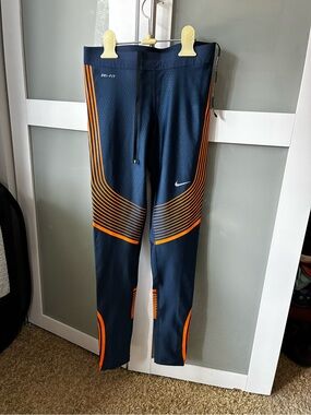 Nike Navy and Orange Dri-FIT Athletic Leggings